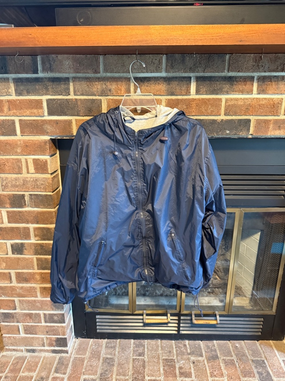 Men's Navy Hooded Windbreaker Jacket